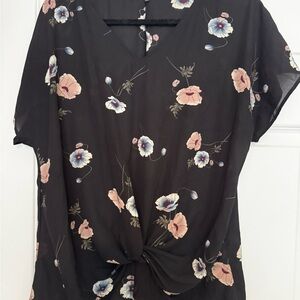 West Kei Black Floral Blouse